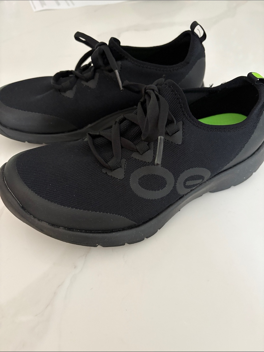 OOFOS Women's Black Lace-Up Athletic Slip-On Sneakers